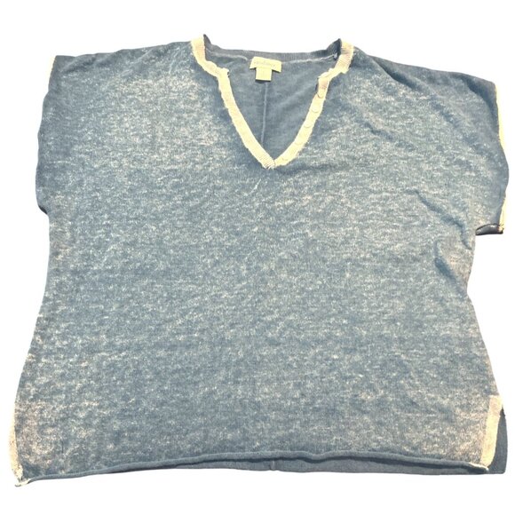 Sundance Laurette Sweater Tee Blue V-Neck Knit Womens Top L - Picture 2 of 7